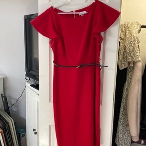 Red Calvin Klein cocktail dress